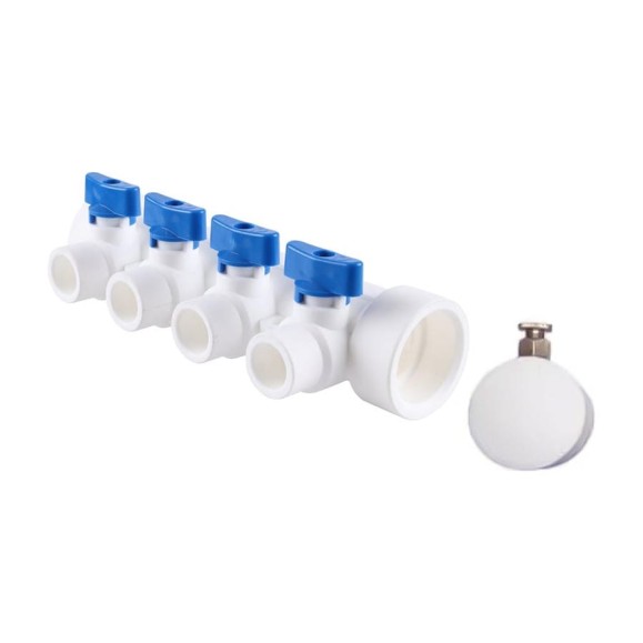 Коллектор с воздухоотводчиком MeerPlast ду40/4x20w синий D200-00018 Коллектор с воздухоотводчиком MeerPlast ду40/4x20w синий D200-00018