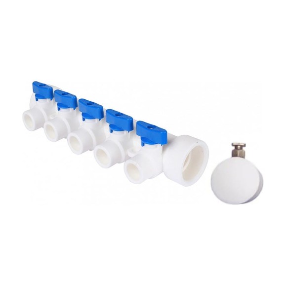 Коллектор с воздухоотводчиком MeerPlast ду32/5x20w синий D200-00014 Коллектор с воздухоотводчиком MeerPlast ду32/5x20w синий D200-00014