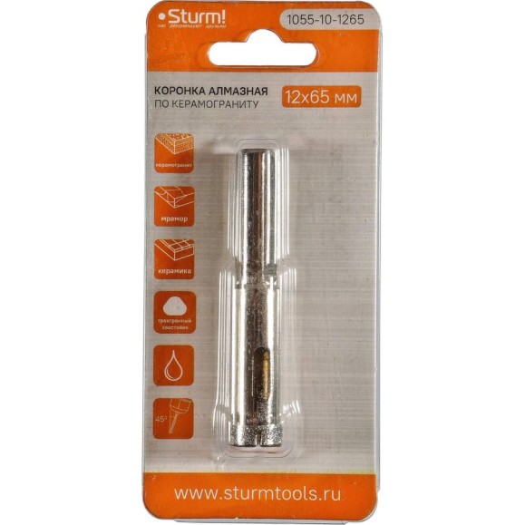 Коронка алмазная 12х65 мм Sturm 1055-10-1265