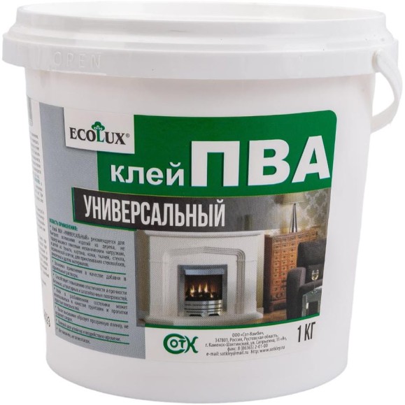 Универсальный клей ПВА ECOLUX 1 кг 4607133681302 Универсальный клей ПВА ECOLUX 1 кг 4607133681302
