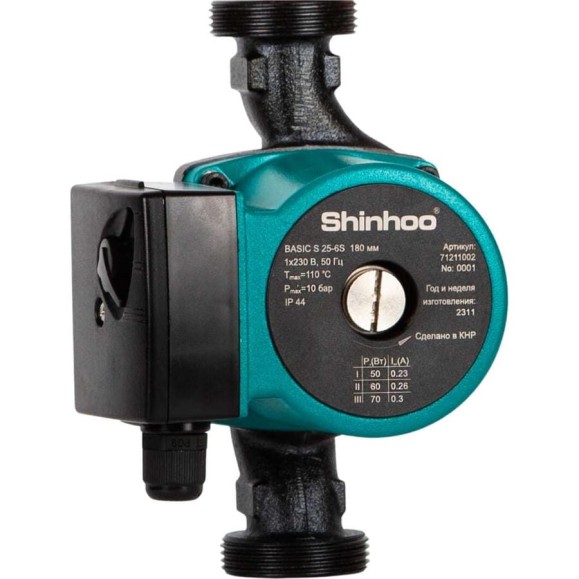 Насос циркуляционный SHINHOO BASIC S 25-4S 230V 180мм 71211001 Насос циркуляционный SHINHOO BASIC S 25-4S 230V 180мм 71211001