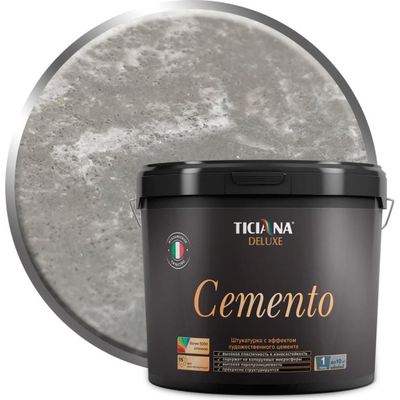 Декоративная штукатурка Ticiana DeLuxe Cemento 4 л 4300008035