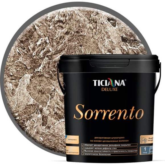 Штукатурка с волокнами Ticiana DeLuxe Sorrento 0.9 л 4300008167 Штукатурка с волокнами Ticiana DeLuxe Sorrento 0.9 л 4300008167