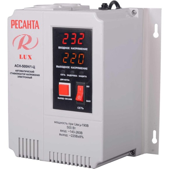 Стабилизатор Ресанта АСН-500Н/1-Ц LUX 63/6/39 Стабилизатор Ресанта АСН-500Н/1-Ц LUX 63/6/39