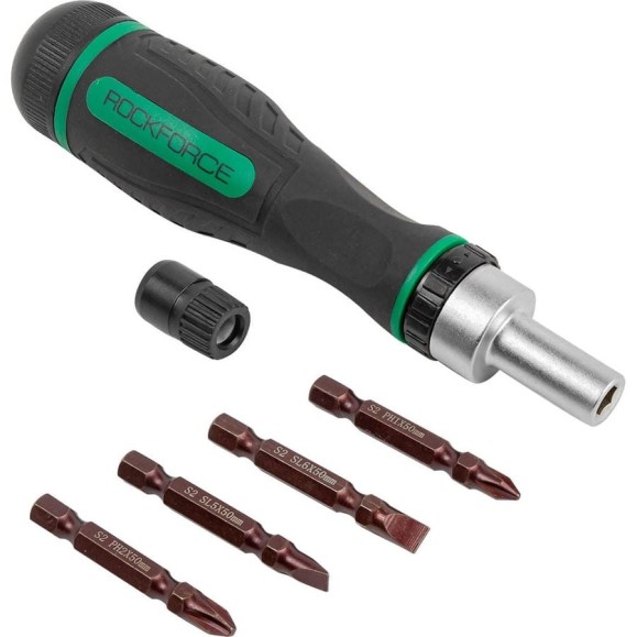 Реверсивная отвертка 5 в 1 с набором бит Rockforce RF-32805MR(52175)