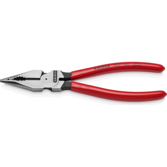Комбинированные остроконечные плоскогубцы KNIPEX с удлинёнными губками, длина 185 мм, обливные ручки SB KN-0821185SB Комбинированные остроконечные плоскогубцы KNIPEX с удлинёнными губками, длина 185 мм, обливные ручки SB KN-0821185SB