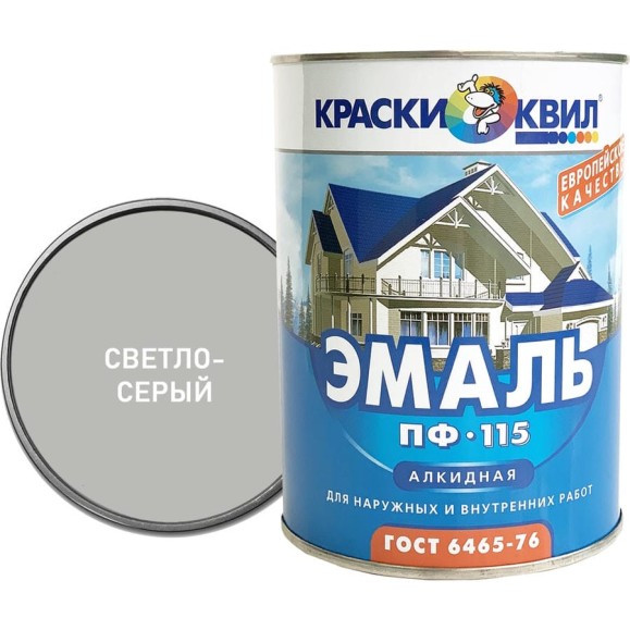 Эмаль Краски квил ПФ-115 светло-серая, банка 0.9 кг 4607023390260 Эмаль Краски квил ПФ-115 светло-серая, банка 0.9 кг 4607023390260