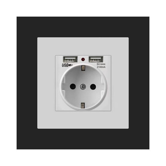 Розетка USB Wiekk белая 86IS21SV-USBW ШВ-00000357 Розетка USB Wiekk белая 86IS21SV-USBW ШВ-00000357