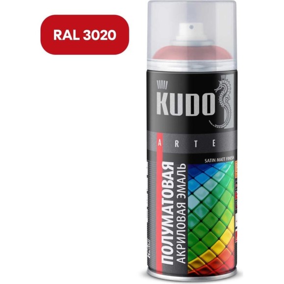 Эмаль универсальная акриловая KUDO satin RAL 3020 алая 520 мл KU-0A3020 Эмаль универсальная акриловая KUDO satin RAL 3020 алая 520 мл KU-0A3020