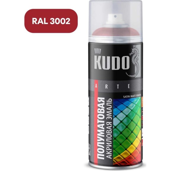 Эмаль универсальная акриловая KUDO satin RAL 3002 карминно-красная KU-0A3002 Эмаль универсальная акриловая KUDO satin RAL 3002 карминно-красная KU-0A3002