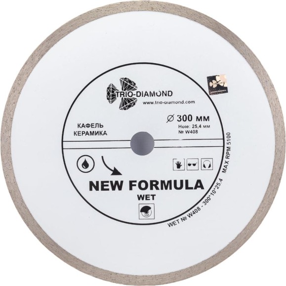 Диск алмазный отрезной TRIO-DIAMOND сплошной 300x25.4 New Formula Wet, W408 Диск алмазный отрезной TRIO-DIAMOND сплошной 300x25.4 New Formula Wet, W408