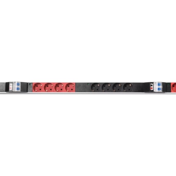 Блок силовых розеток Rem -MC, Shuko х 24, вход IEC 320 309 3PN, шнур 3 м, 1863x45x60 мм (ВхШхГ), 16А, для шкафов, алюминий, с контроллером R-MC8-3x16-24S-MI-1820-3-3PN