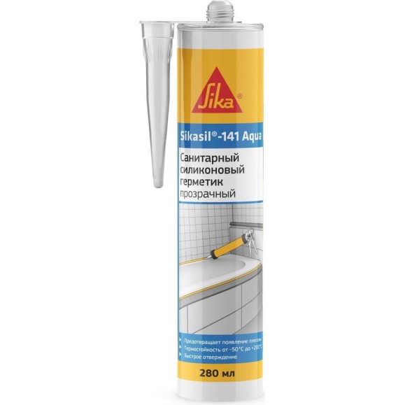 Высокоэффективный санитарный силиконовый герметик SIKA Sil-141 Aqua прозрачный Картридж 280мл 746731 Высокоэффективный санитарный силиконовый герметик SIKA Sil-141 Aqua прозрачный Картридж 280мл 746731