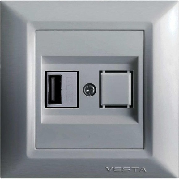 Розетка Metronex Electric Roma Silver USB FRZ00050209SRM
