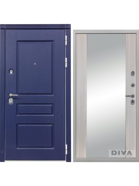 Дверь DIVA 45 зеркало, 2050x860 мм, правая, Роял синий - Д15 Сандал белый УТ-00075191