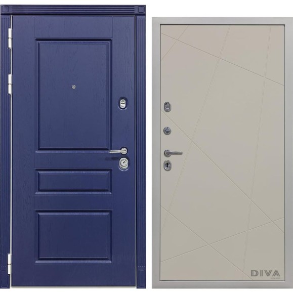 Дверь DIVA 45 2050x860 мм, левая, Роял синий - Д11 Софт Шампань УТ-00075151