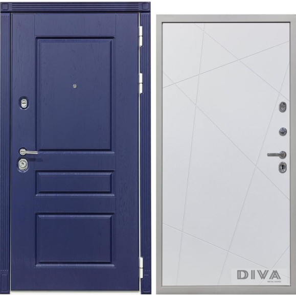 Дверь DIVA 45 2050x960 мм, правая, Роял синий - Д11 Белый Софт УТ-00074582 Дверь DIVA 45 2050x960 мм, правая, Роял синий - Д11 Белый Софт УТ-00074582