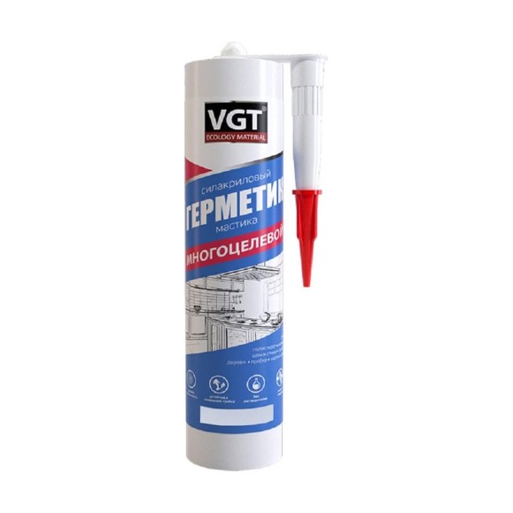 Силакриловый герметик VGT мастика, многоцелевой, прозрачный, 0.28 кг 11612326 Силакриловый герметик VGT мастика, многоцелевой, прозрачный, 0.28 кг 11612326