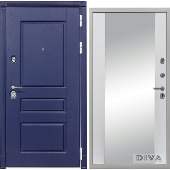 Дверь DIVA 45 зеркало, 2050x960 мм, правая, Роял синий - Д15 Белый Софт УТ-00073536 Дверь DIVA 45 зеркало, 2050x960 мм, правая, Роял синий - Д15 Белый Софт УТ-00073536