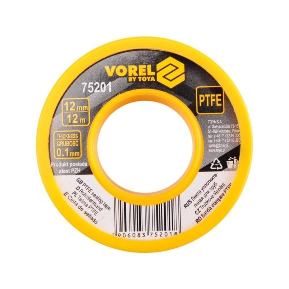 Лента VOREL ПТФЭ 12 м, 12 мм х 0.1 мм 75201