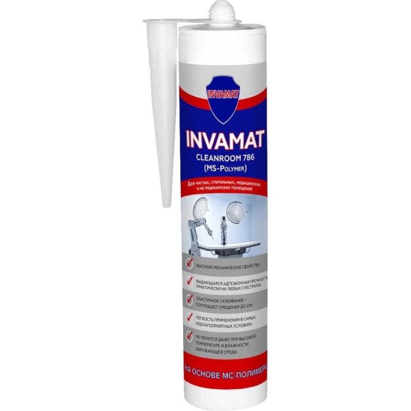 Герметик INVAMAT Cleanroom для чистых, стерильных, медицинских и не медицинских помещений прозрачный 310 мл 786