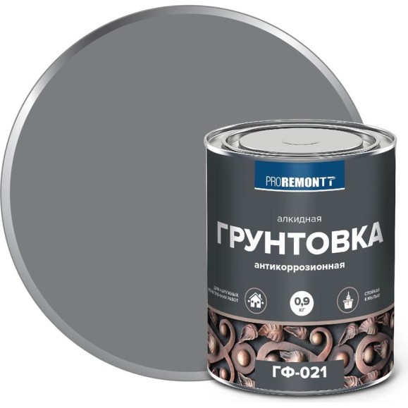 Грунт PROREMONTT ГФ-021 серый, 0.9 кг Лк-00004520