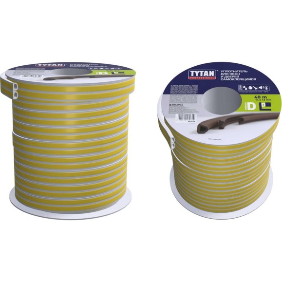 Уплотнитель для окон и дверей Tytan Professional d 40 м, 14x12 мм, белый 234906 70319