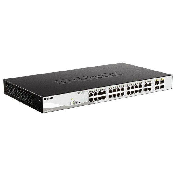 Настраиваемый l2 коммутатор d-link с 24 портами 10/100/1000base-t и 4 комбо-портами 100/1000base-t/sfp 24 порта poe 802.3af/at DGS-1210-28MP/F3A