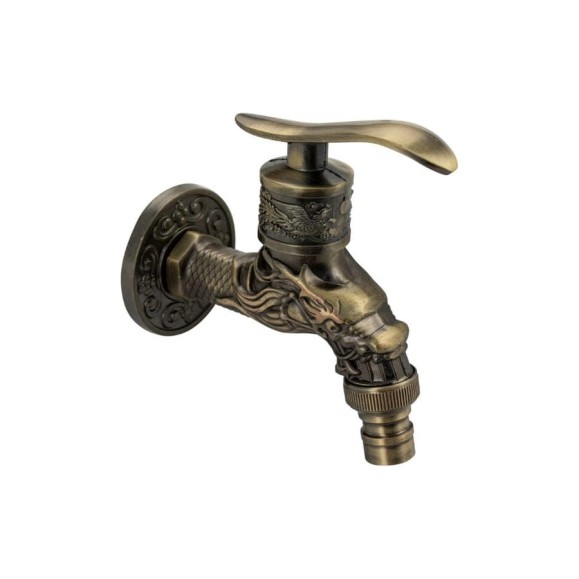 Кран водоразборный Санакс 1/2", 10 см от стены, металлокерамика, со штуцером, цвет БРОНЗА. 9255