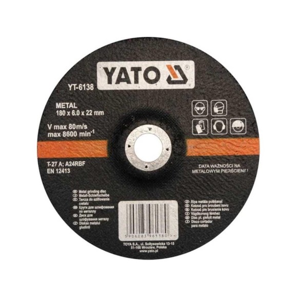 Диск зачистной по металлу 180x6,8x22 YATO YT-6138 Диск зачистной по металлу 180x6,8x22 YATO YT-6138