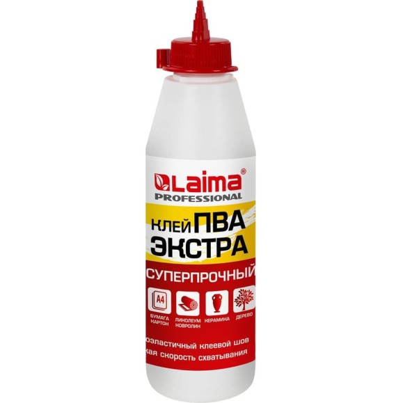 Клей ПВА LAIMA Экстра Суперпрочный 05 кг, керамика, ткань, кожа, дерево, бумага, картон 606430