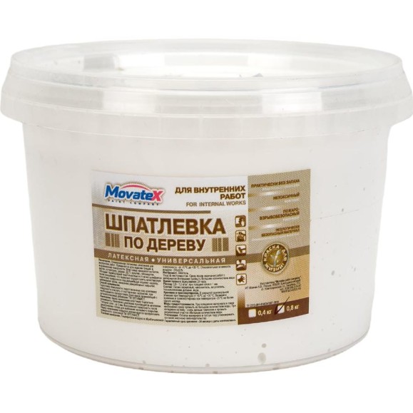 Шпаклевка по дереву (0.8 кг; белая) Movatex Т02354 Шпаклевка по дереву (0.8 кг; белая) Movatex Т02354