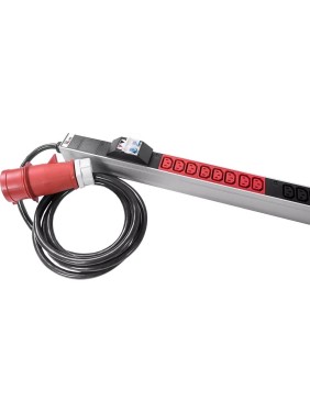 Блок силовых розеток Rem -MC, IEC 60309 C13x48, вход IEC 320 309 3PN, шнур 3 м, 1863x45x60 мм (ВхШхГ), 16А, для шкафов, алюминий, с контроллером R-MC8-3x16-48C13-MI-1820-3-3PN