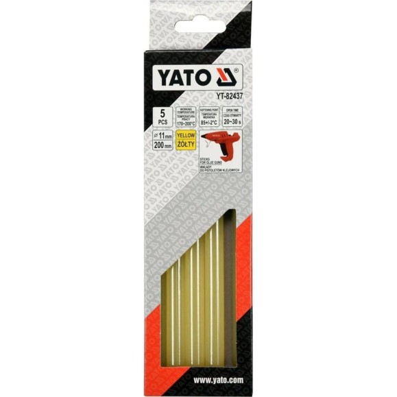 Стержни для клеевого пистолета 11x200 мм, 5 шт, желтые YATO YT-82437