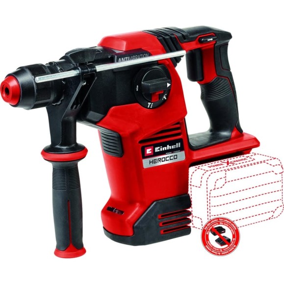 Аккумуляторный перфоратор Einhell PXC HEROCCO 36/28, 2x18 В, BL, 3.2 дж, 28 мм, кейс, без акк и зу 4513950