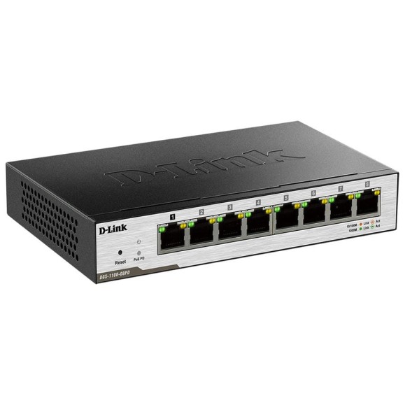 Настраиваемый l2 коммутатор d-link с 8 портами 10/100/1000base-t и поддержкой питания по poe DGS-1100-08PD/B1B