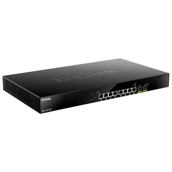 Настраиваемый l2 коммутатор d-link с 8 портами 100/1000/2.5gbase-t и 2 портами 10gbase-x sfp+ 8 портов poe 802.3af/at DMS-1100-10TP/A1A