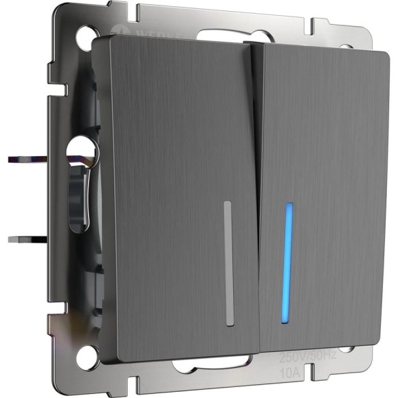 Проходной двухклавишный выключатель Werkel WL04 SW 2G 2W LED с подсв a046619