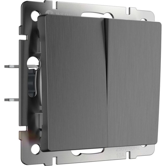 Проходной двухклавишный выключатель Werkel WL04 SW 2G 2W графит риф a046617