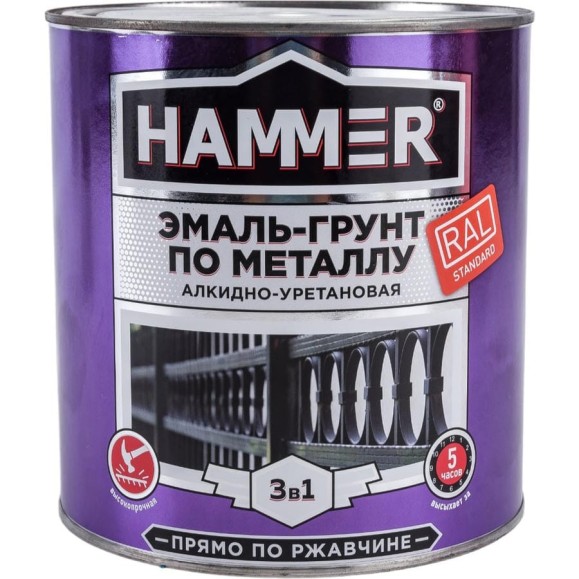 Эмаль-грунт по металлу HAMMER 3в1 АУ п/гл RAL 7040 серое окно 2,7 кг ЭК000133631 Эмаль-грунт по металлу HAMMER 3в1 АУ п/гл RAL 7040 серое окно 2,7 кг ЭК000133631