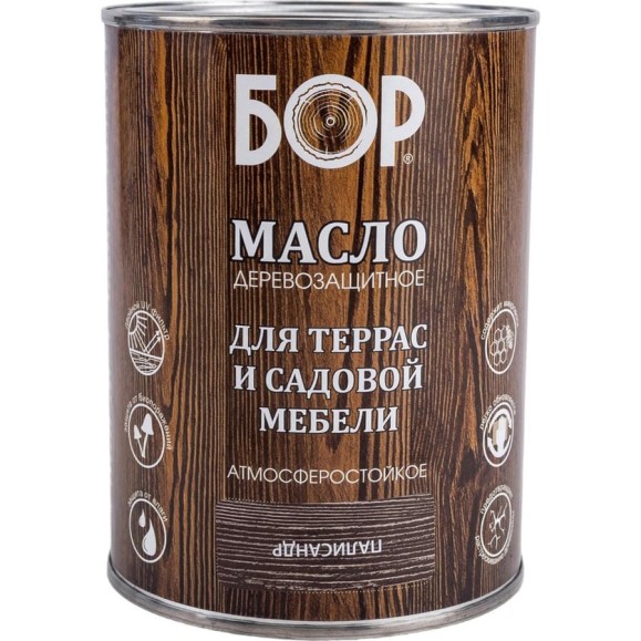 Масло для дерева Бор с воском, для террас и садовой мебели, палисандр, 0,64 кг 4690417074198