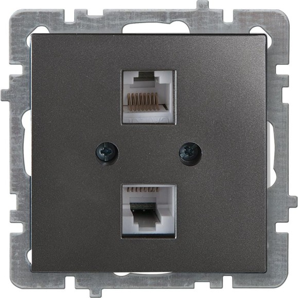 Механизм 2-местной компьютерной розетки Nilson СУ, RJ45 САТ6, TOURAN-ALEGRA-THOR, metallic, антрацит 24160447 Механизм 2-местной компьютерной розетки Nilson СУ, RJ45 САТ6, TOURAN-ALEGRA-THOR, metallic, антрацит 24160447
