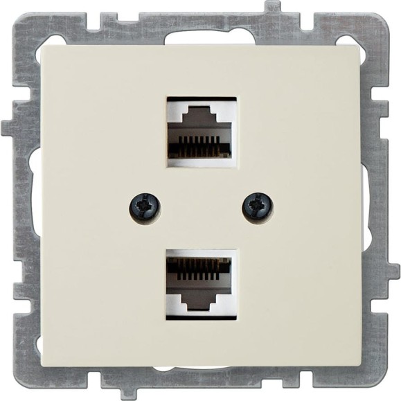 Механизм 2-местной компьютерной розетки Nilson СУ, RJ45 CAT6, TOURAN-ALEGRA-THOR, кремовый 24120447 Механизм 2-местной компьютерной розетки Nilson СУ, RJ45 CAT6, TOURAN-ALEGRA-THOR, кремовый 24120447