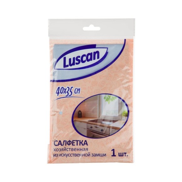 Хозяйственная салфетка Luscan искусственная замша, 250 г/м2, 40x35 см 1604414
