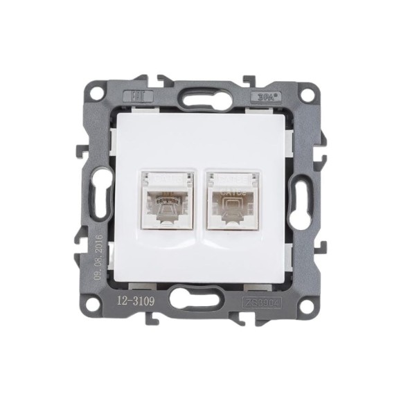 Комбинированная розетка ЭРА 12-3109-01 RJ45 RJ11, IP20, 12, белый Б0018248
