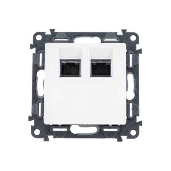 Информационная розетка Legrand Valena LIFE двойная RJ45 Кат.5е UTP.С лицевой панелью.Белая 753441