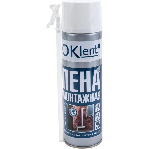 Пена бытовая монтажная OKlent 25 650 мл 380 гр 00000431650