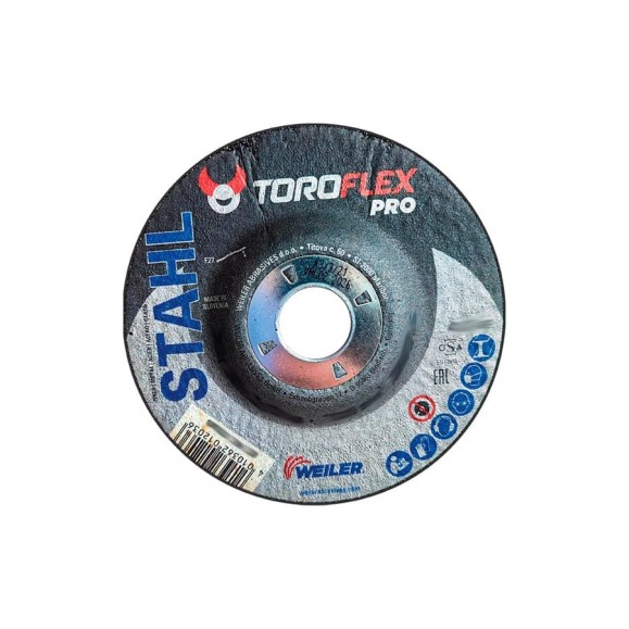 Круг шлифовальный по стали F27 180x6.5x22.23 мм, A24S-BF PRO TOROFLEX 4010362012050 Круг шлифовальный по стали F27 180x6.5x22.23 мм, A24S-BF PRO TOROFLEX 4010362012050