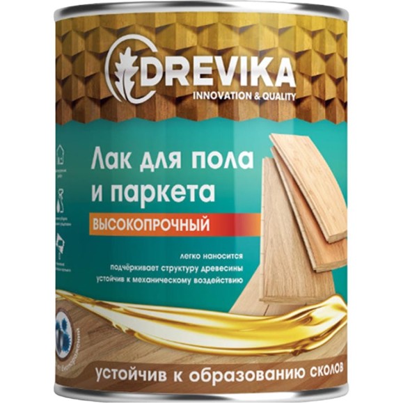 Паркетный лак Drevika глянцевый, 0.8 кг 250188 Паркетный лак Drevika глянцевый, 0.8 кг 250188