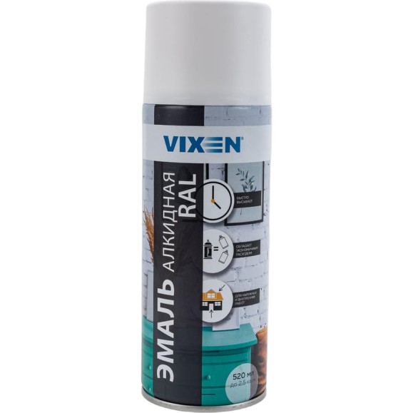 Алкидная эмаль VIXEN белая матовая RAL 9003, аэрозоль, 520 мл VX10903 Алкидная эмаль VIXEN белая матовая RAL 9003, аэрозоль, 520 мл VX10903